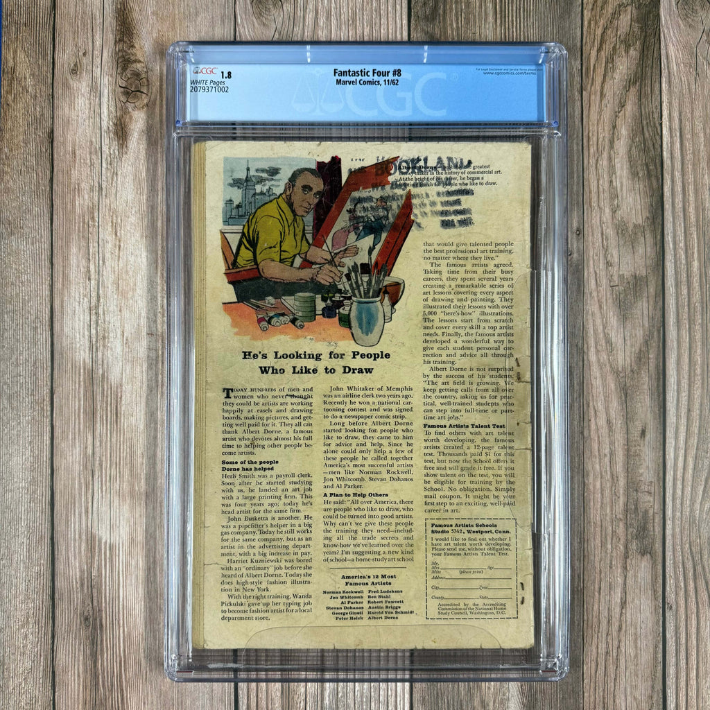 Bry's Comics *B0X3 Fantastic Four #8 CGC 1.8 WHITE PAGES 1st appearance of Alicia Masters and the Puppet Master