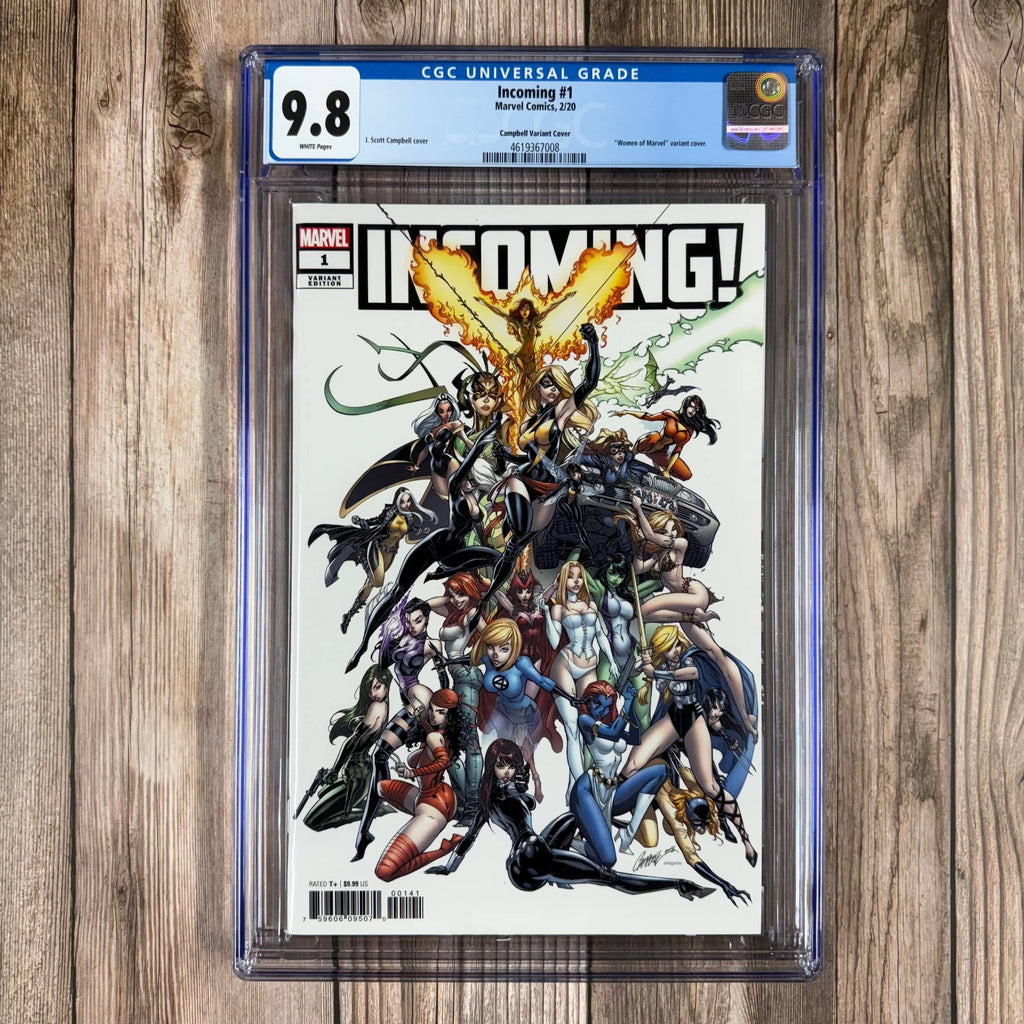 Bry's Comics *B0X3 Incoming #1 CGC 9.8 WP 1:500 Variant Cover by J. Scott Campbell