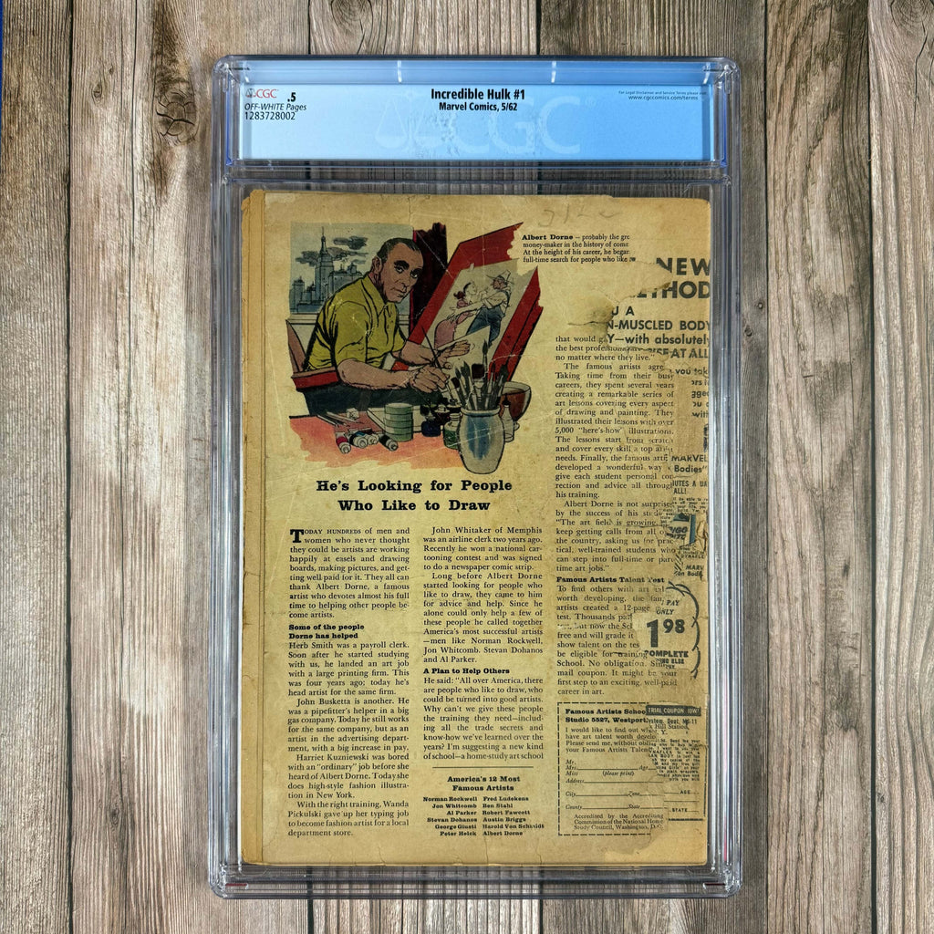 Bry's Comics *B0X3 Incredible Hulk #1 CGC 0.5 1st appearance and origin of the Hulk, Betty Ross, Rick Jones, and General 'Thunderbolt' Ross