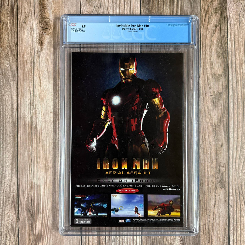 Bry's Comics *B0X3 Invincible Iron Man #10 CGC 9.8 WP Variant Cover by Salvador Larroca,  1st cameo appearance of Pepper Potts as Rescue