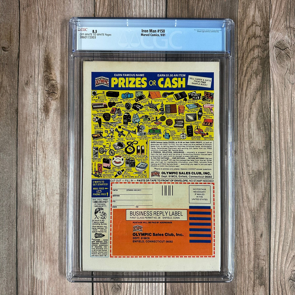 Bry's Comics *B0X3 Iron Man #150 CGC 8.5 Iron Man vs Doctor Doom, ICONIC cover art by John Romita Jr., NEWSSTAND EDITION