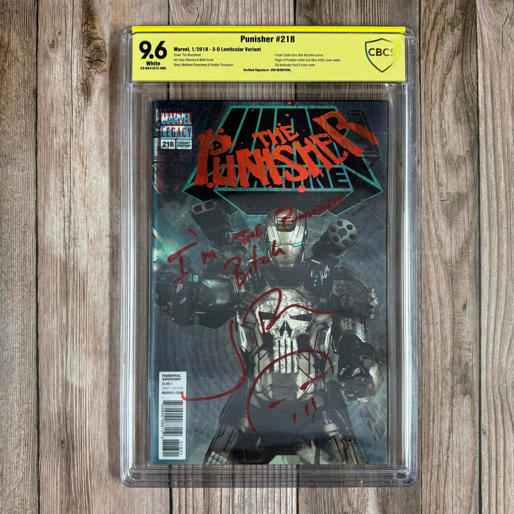 Bry's Comics *B0X3 Punisher #218 CBCS 9.6 WP Verified Signature of Jon Bernthal, 3-D Lenticular Variant, 1st cameo appearance of Punisher War Machine armor (cert: 006)