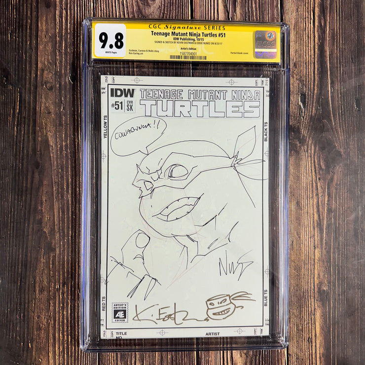Bry's Comics *B0X3 Teenage Mutant Ninja Turtles #51 CGC 9.8 WP Artist Edition SS Signed and Sketch by Kevin Eastman and Eddi Numez , 1st appearance of Jennika