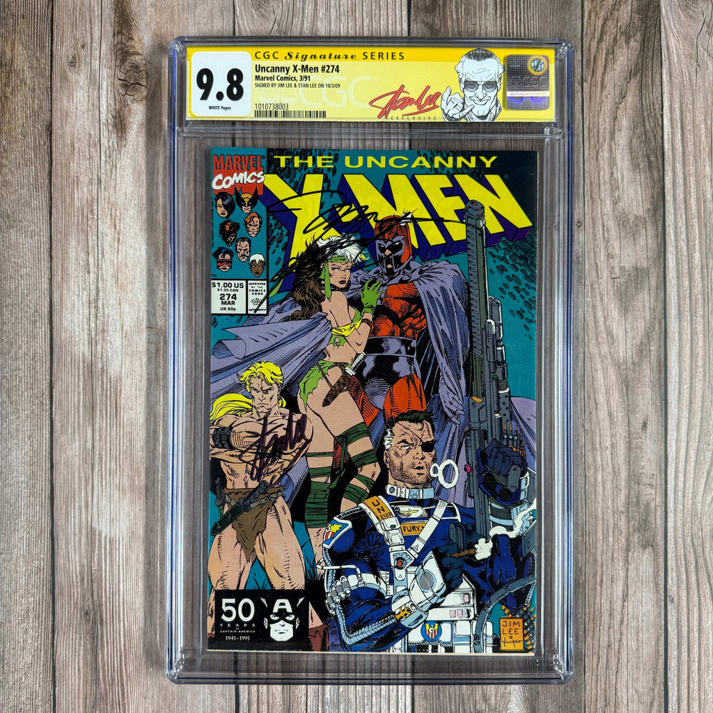 Bry's Comics *B0X3 Uncanny X-Men #274 CGC 9.8 WP Custom Label, SS Signed by Jim Lee & Stan Lee, 1st cover appearance of Rogue in her Savage Land design (cert:8003)