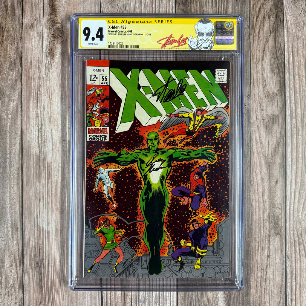 Bry's Comics *B0X3 X-Men #55 CGC 9.4 WP Custom Label, SS Signed by Stan Lee & Roy Thomas, Origin of Angel as the Avenging Angel (cert:1008)