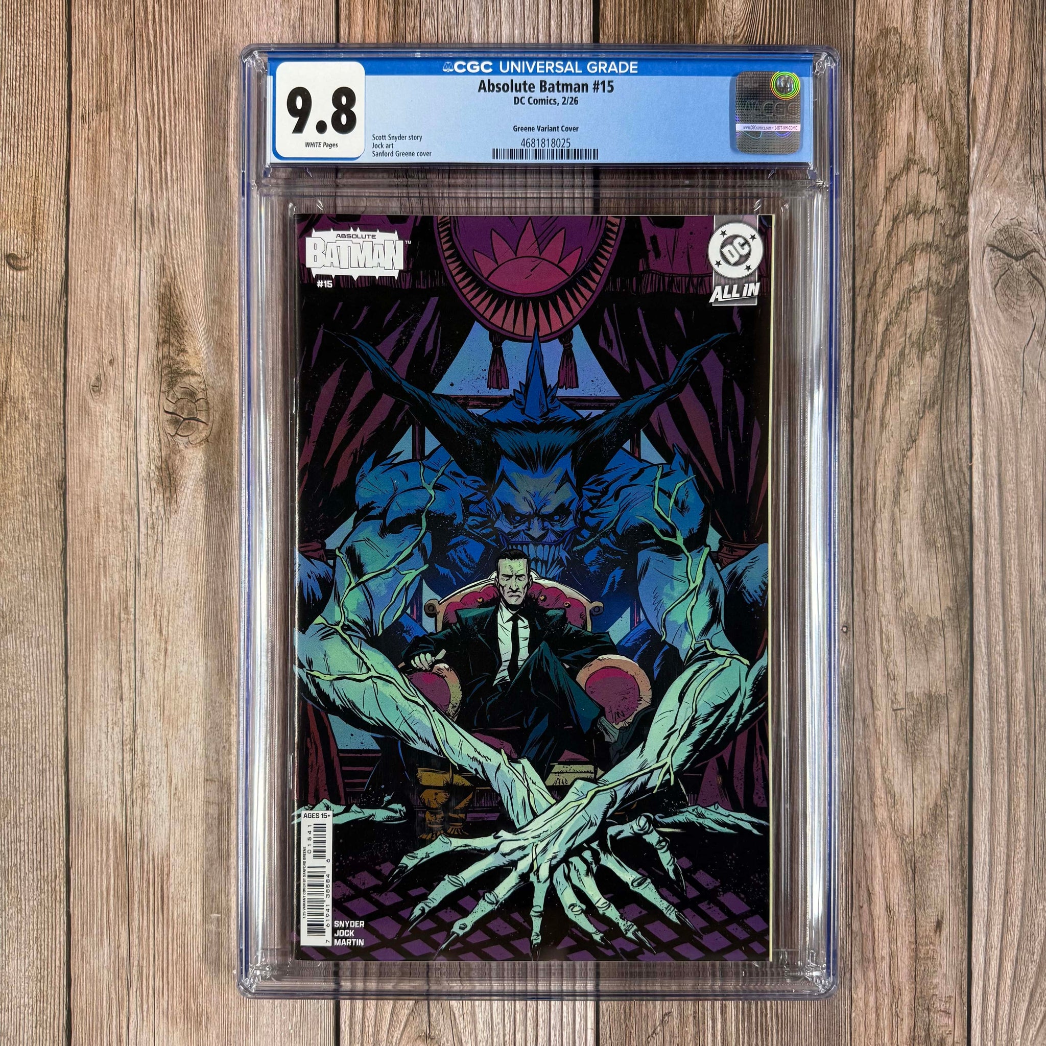 【最終値引】アケコン BLUNDERBUSS DESIGNS Absolute Batman #15 CGC 9.8 WP 1:25 Greene Variant Cover Origin of