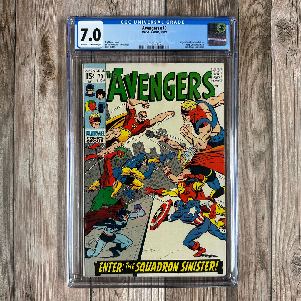 Bry's Comics *B0X4 Avengers #70 CGC 7.0 1st full team appearance and origin of Squadron Sinister (Hyperion, Dr. Spectrum, Nighthawk, Whizzer)