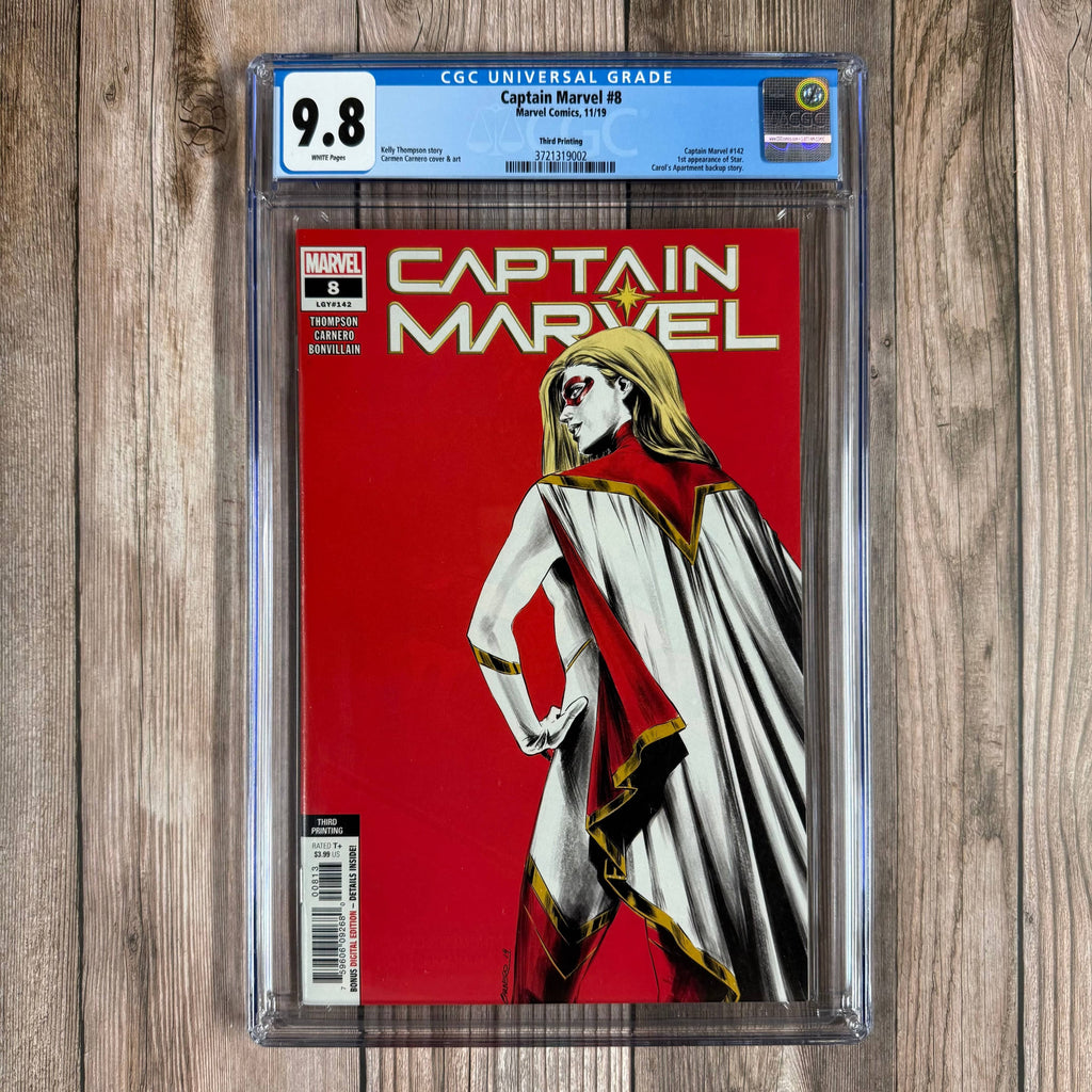 Bry's Comics *B0X4 Captain Marvel #8 CGC 9.8 WP 3rd Print Variant cover by Carmen Nunez Carnero