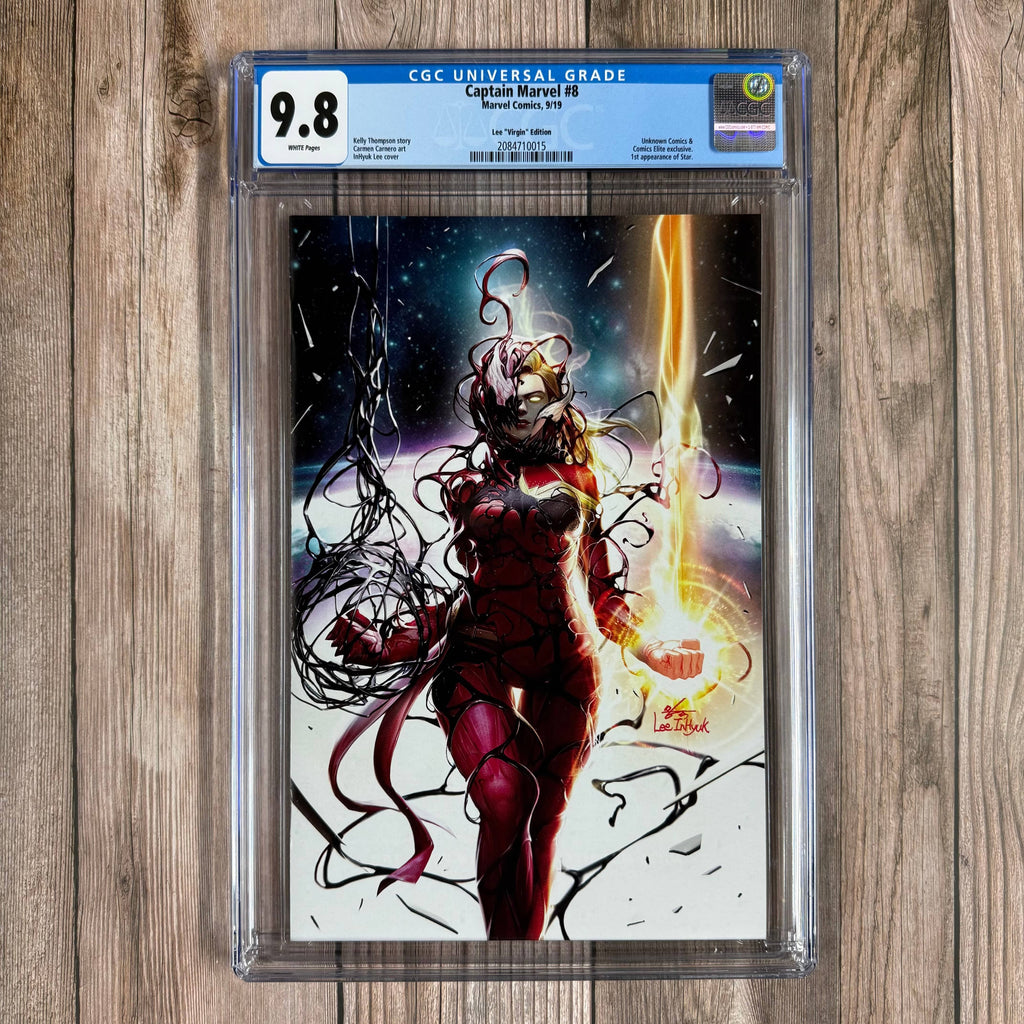 Bry's Comics *B0X4 Captain Marvel #8 CGC 9.8 WP Variant virgin cover by InHyuk Lee 1st appearance of Star, host of the Reality Stone