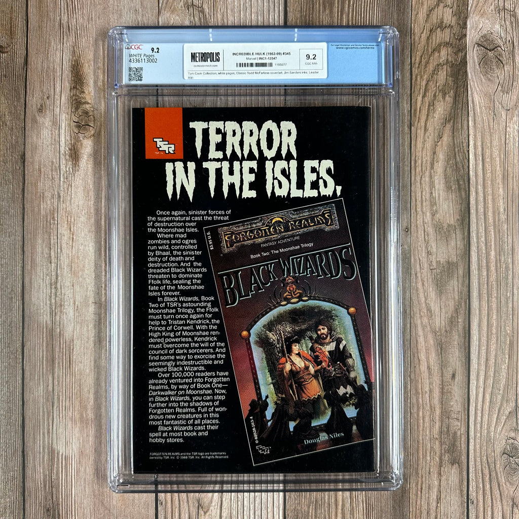 Bry's Comics *B0X4 Incredible Hulk #345 CGC 9.2 WP COOL Cover Art by Todd McFarlane