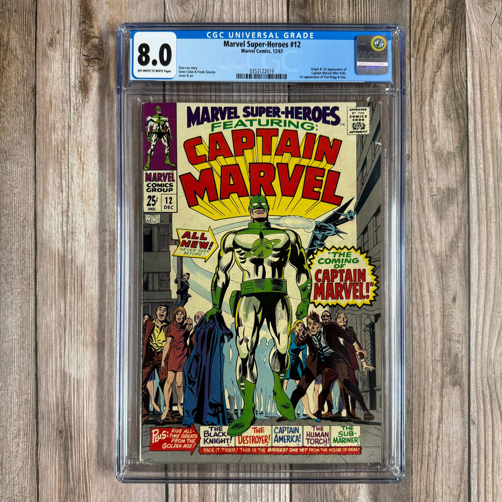 Bry's Comics *B0X4 Marvel Super-Heroes #12 CGC 8.0 1st appearance and origin of Captain Marvel (Mar-Vell), 1st appearance of Yon-Rogg