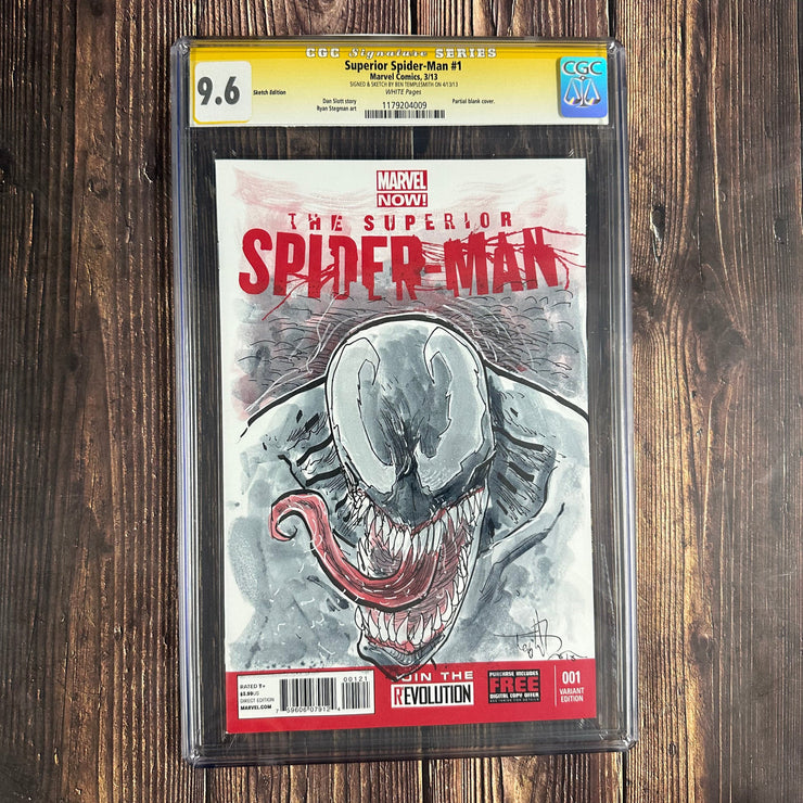 Bry's Comics *B0X4 Superior Spider-Man #1 CGC 9.6 WP Sketch Edition SS Signed and Sketch by Ben Templesmith, 1st solo title with Otto Octavius as Spider-Man; Debut of the Superior Spider-Man costume
