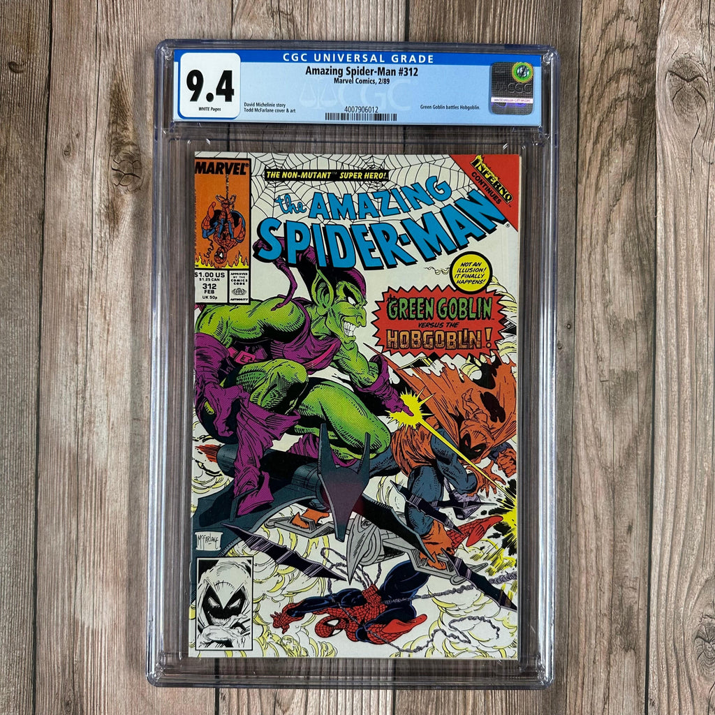 Bry's Comics *B0X5 Amazing Spider-Man #312 CGC 9.4 WP Green Goblin vs Hobgoblin battle, McFarlane adds scroll to signature