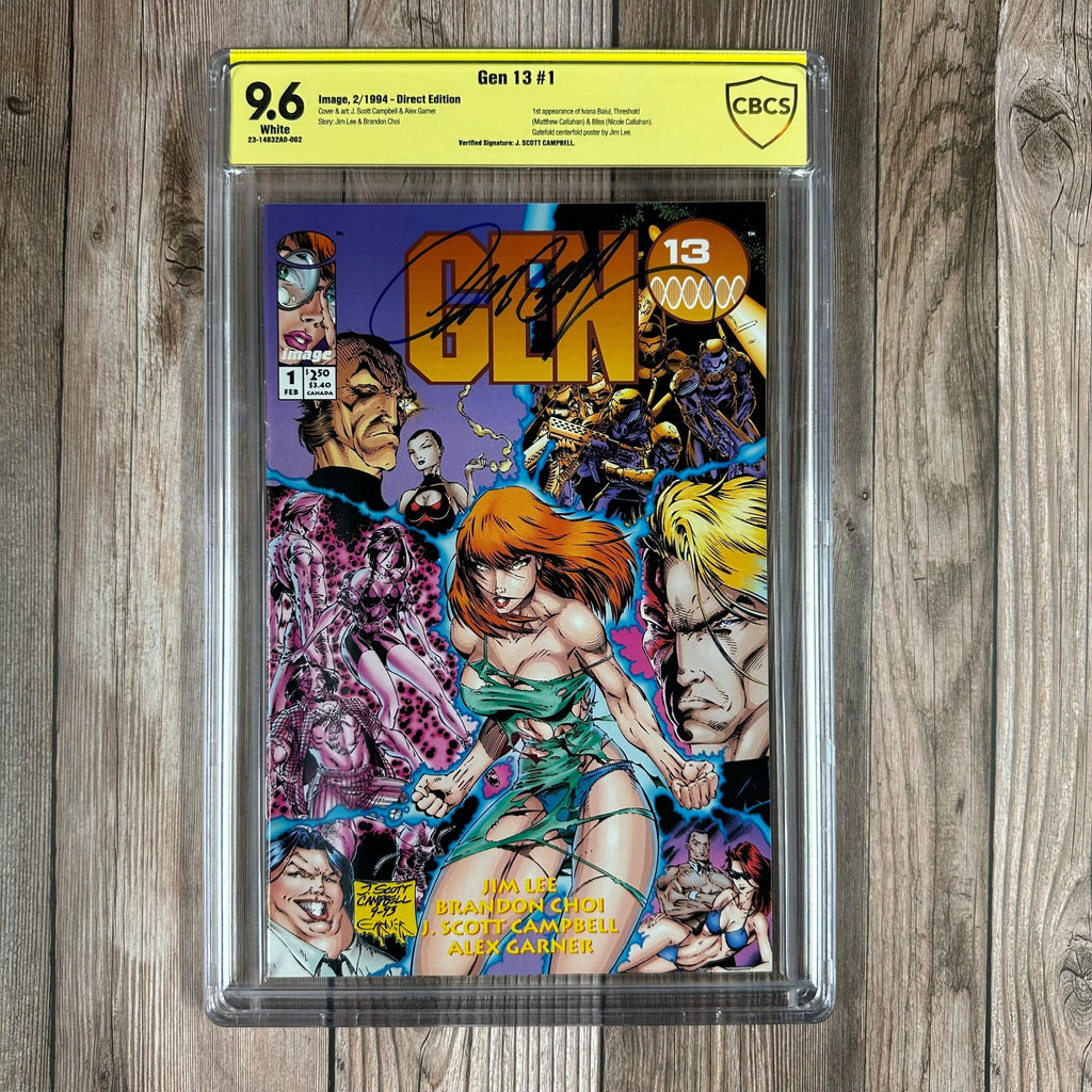 Bry's Comics *B0X5 Gen13 #1 CBCS 9.6 WP Verified Signature of J. Scott Campbell , 1st Gen13 limited series, 1st published J. Scott Campbell cover art, 1st appearance of Ivana Baiul, Threshold & Bliss