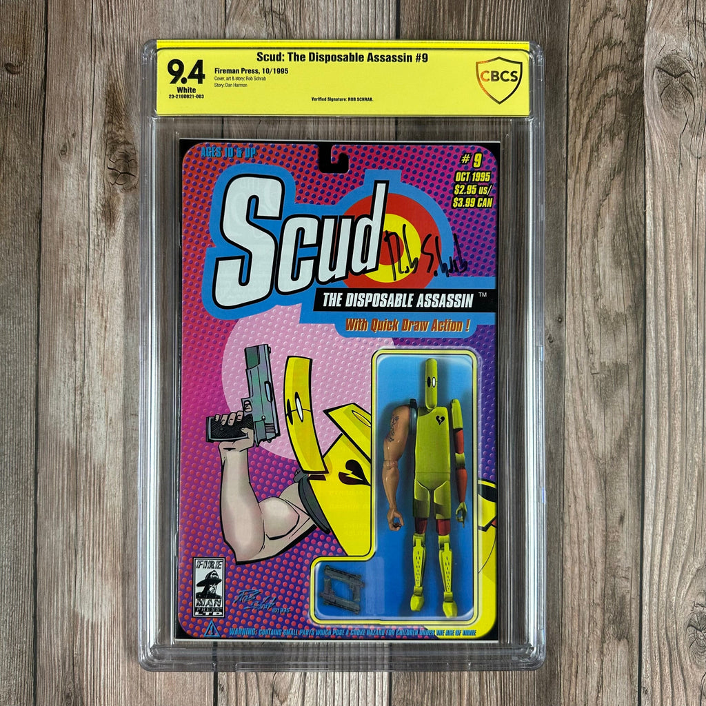 Bry's Comics *B0X5 Scud: The Disposable Assassin #9 CBCS 9.4 WP Verified Signature of Rob Schrab 1st action figure cover