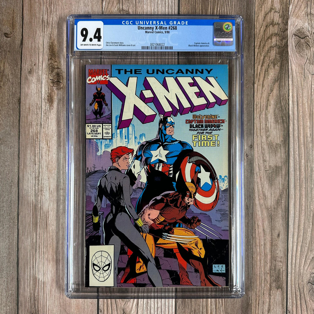 Bry's Comics *B0X5 Uncanny X-Men #268 CGC 9.4 ICONIC Jim Lee cover, Wolverine/Black Widow/Captain America WWII connection, Origin of first Wolverine & Captain America meeting