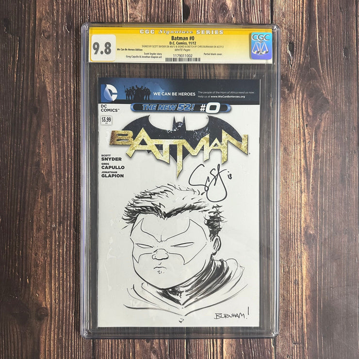 Bry's Comics Batman #0  CGC 9.8 WP,Signature Series, Signed and sketch by Chris Burnham, Signed by Scott Snyder