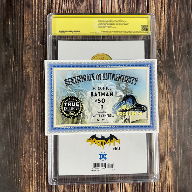 Bry's Comics Batman #50 CBCS 9.6/9.8 SS 5 Slab Connecting Set J Scott Campbell