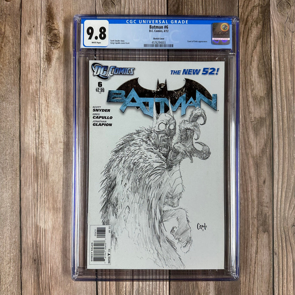 Bry's Comics Batman #6 CGC 9.8 WP 1:200 Variant Cover by Greg Capullo, 1st full team appearance of The Court of Owls