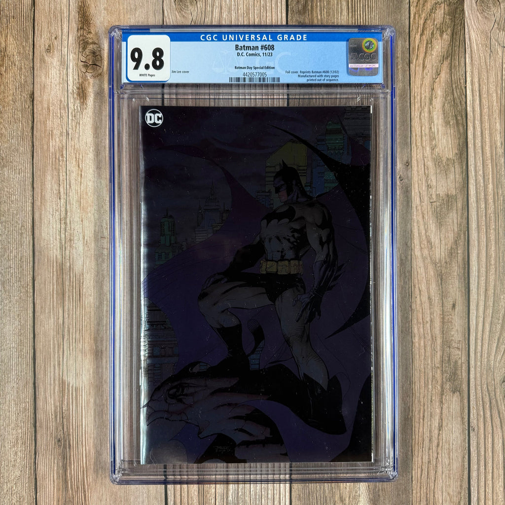 Bry's Comics Batman #608 CGC 9.8 WP Batman Day Special Edition Foil cover, Manufactured with story pages printed out of sequence (cert:7005)