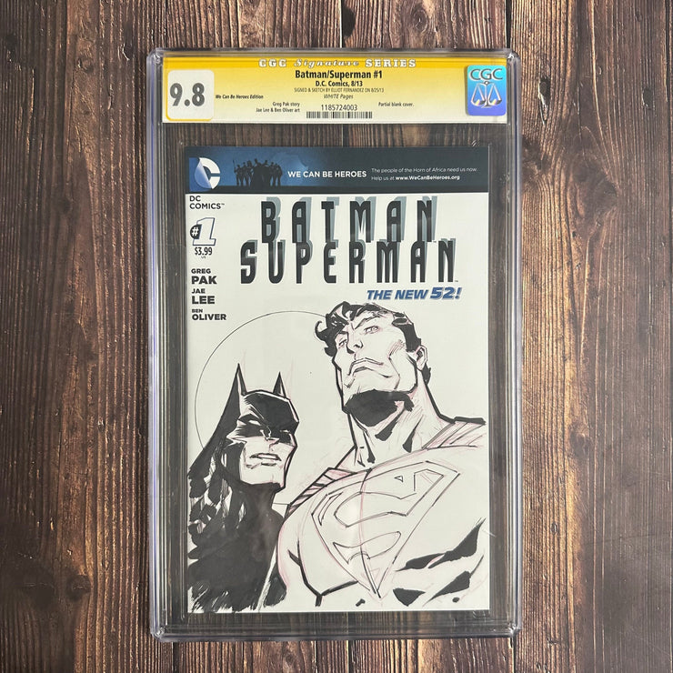 Bry's Comics Batman/Superman #1 CGC 9.8 WP, Signature Series, Signed and sketch by Elliot Fernandez