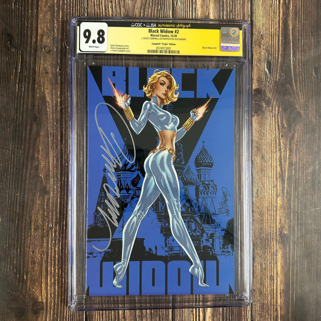 Bry's Comics Black Widow #2 CGC 9.8 WP 1:500 Campbell “Virgin” Edition Cover by J. Scott Campbell , Authenticated Autograph of  J. Scott Campbell (COA No.019)