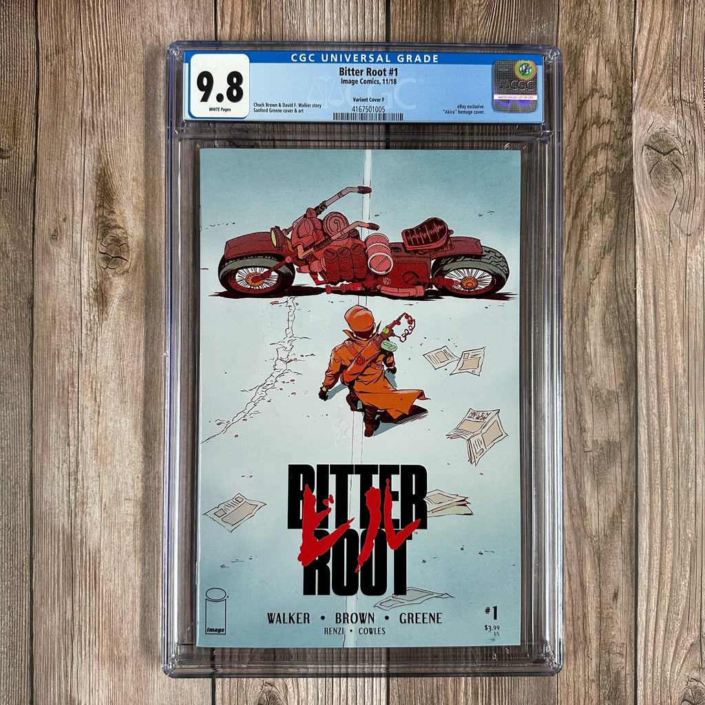 Bry's Comics *BOX1 Bitter Root #1 CGC 9.8 WP Variant cover by Sanford Green, Cover art inspired the film 'Akira'
