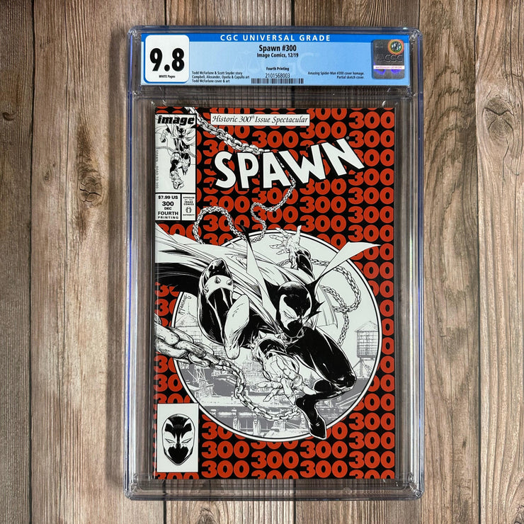 Bry's Comics *BOX1 Spawn #300 CGC 9.8 WP Fourth printing, 1st Cameo She-Spawn, Reaper Debut, Cover art inspired by The Amazing Spider-Man #300