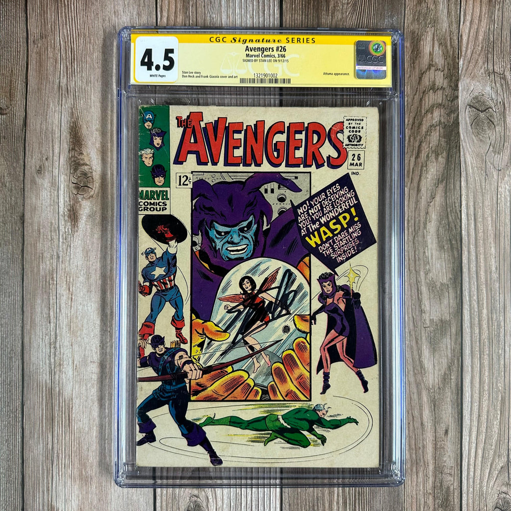Bry's Comics *BOX2 Avengers #26 CGC 4.5 WP SS Signed by Stan Lee Attuma appearance (cert:1002)
