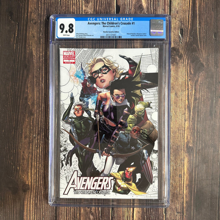 Bry's Comics BOX2- Avengers: The Children's Crusade #1 CGC 9.8 WP, Variant cover art by Jim Cheung, partial sketch !