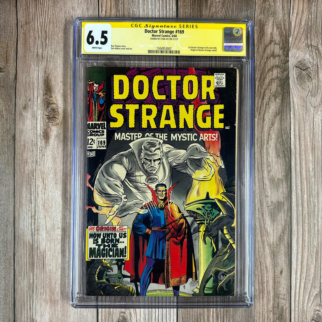 Bry's Comics *BOX2 Doctor Strange #169 CGC 6.5 WP SS Signed by Stan Lee, 1st solo-titled Doctor Strange, Origin retold, 1st appearance of Charles Benton as Asmodeus (cert:3007)