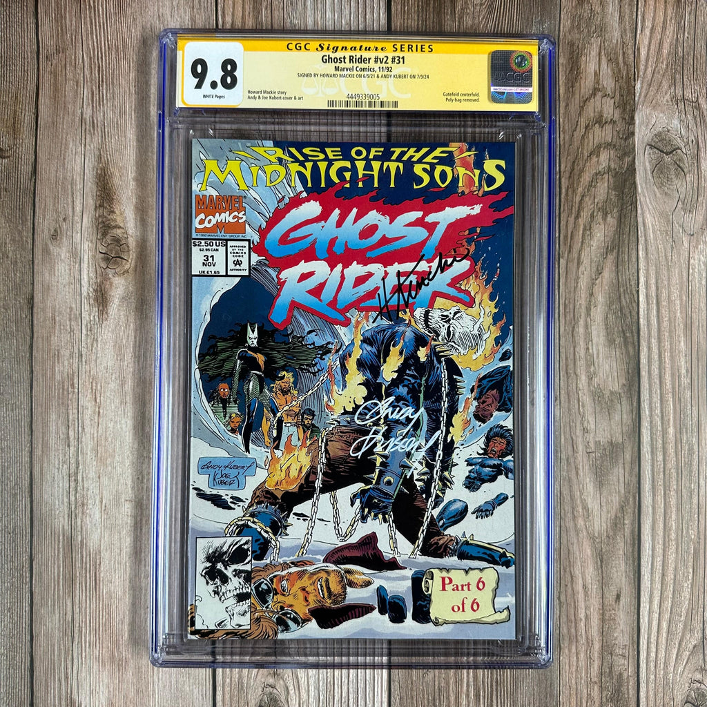 Bry's Comics *BOX2 Ghost Rider #31 CGC 9.8 WP SS Signed by Howard Mackie & Andy Kubert, 1st full team appearance of the Midnight Sons aka The Nine (cert:9005)