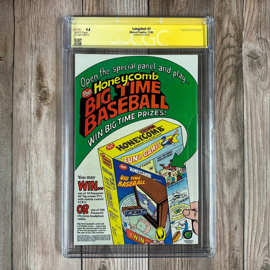 Bry's Comics *BOX2 Longshot #3 CGC 9.8 WP CGC SS Signed by Arthur Adams, Canadian Price Variant, 1st appearance of Mojo (cert:4017)