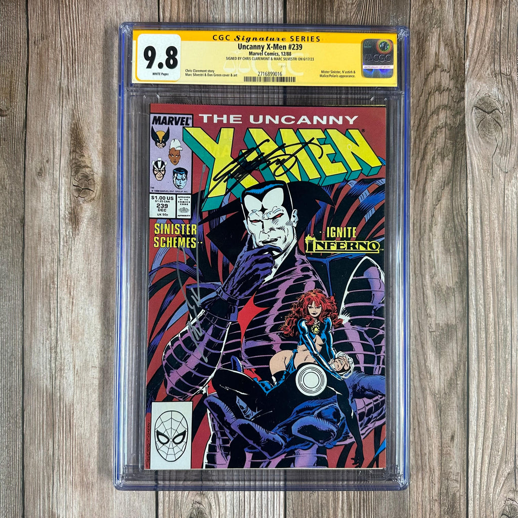 Bry's Comics *BOX2 Uncanny X-Men #239 CGC 9.8 WP SS Signed by Chris Claremont & Marc Silvestri, 1st cover & 2nd appearance of Mr. Sinister, 1st cover appearance & mention of Madelyne Pryor as the Goblin Queen (cert:9016)