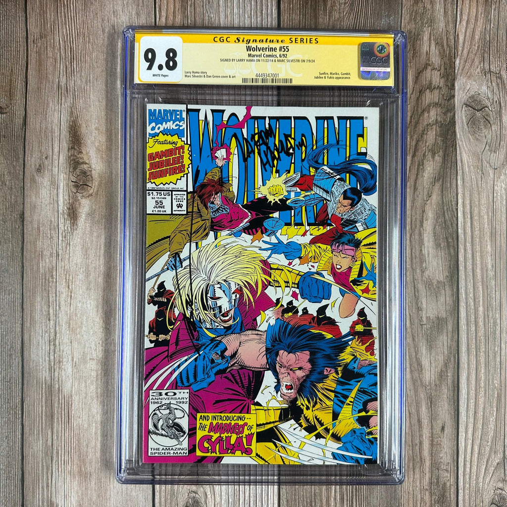 Bry's Comics *BOX2 Wolverine #55 CGC 9.8 WP CGC SS Signed by Larry Hama & Marc Silvestri Sunfire, Mariko, Gambit, Jubilee & Yukio appearance (cert:7001)