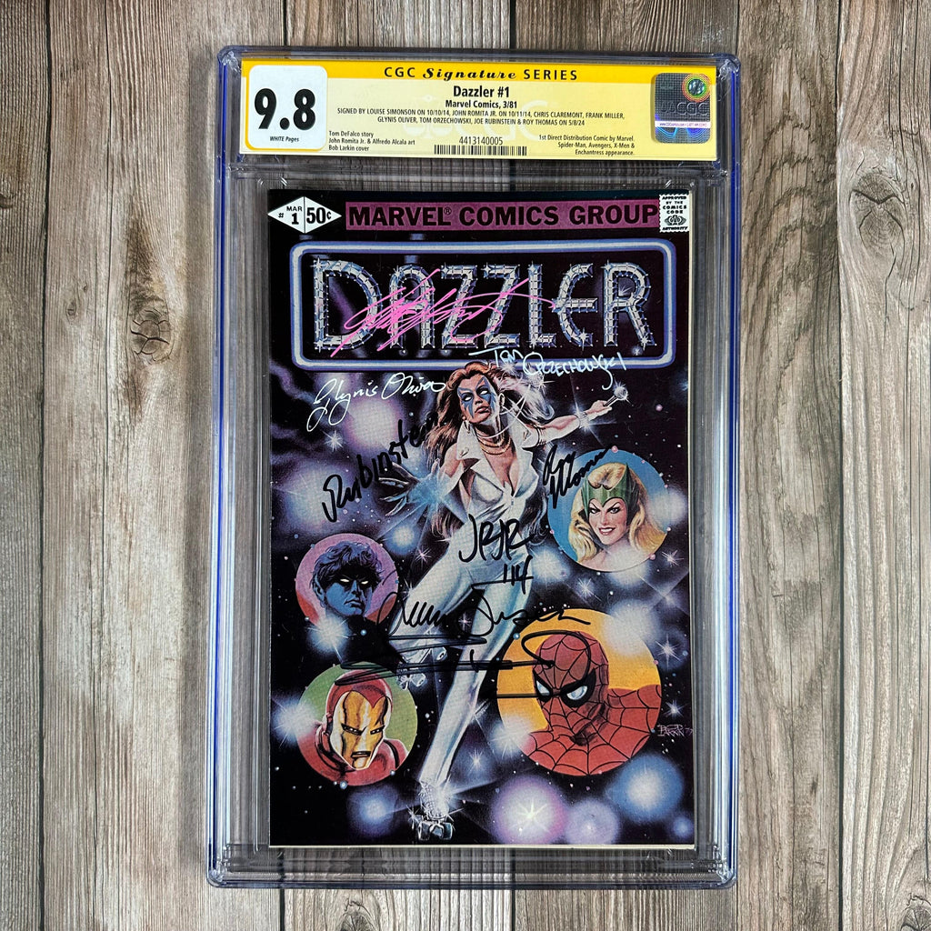 Bry's Comics *BOX3 Dazzler #1 CGC 9.8 WP SS Signed by Simonson, Romita Jr, Claremont, Miller, Oliver, Orzechowski, Rubinstein & Thomas (cert:0005)