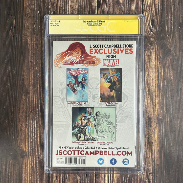 Bry's Comics BOX3-Extraordinary X-Men #1 CGC 9.8 WP, Signature Series,  Signed By Scott Campbell !