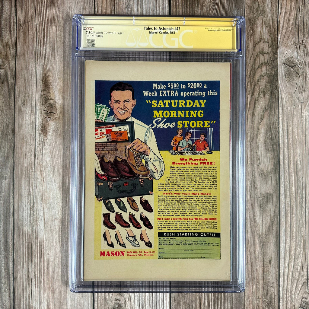 Bry's Comics *BOX3 Tales to Astonish #42 CGC 7.5 SS Signed by Stan Lee, Classic art by Steve Ditko, Don Heck, Joe Sinnott & Jack Kirby (cert:9002)