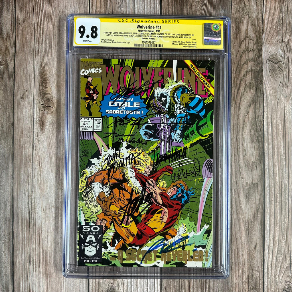 Bry's Comics *BOX3 Wolverine #41 CGC 9.8 WP SS Signed by 8 LEGENDS: Larry Hama, Stan Lee, Marc Silvestri, Chris Claremont, John Romita, Rob Liefeld, Tom DeFalco & Len Wein, Second printing (cert:8017)