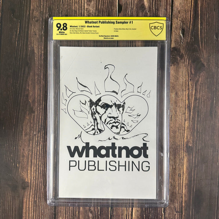 Bry's Comics BOX4-Whatnot Publishing Sampler #1 CBCS 9.8 WP, Verified Signature, David Mack. Sketch on Cover !