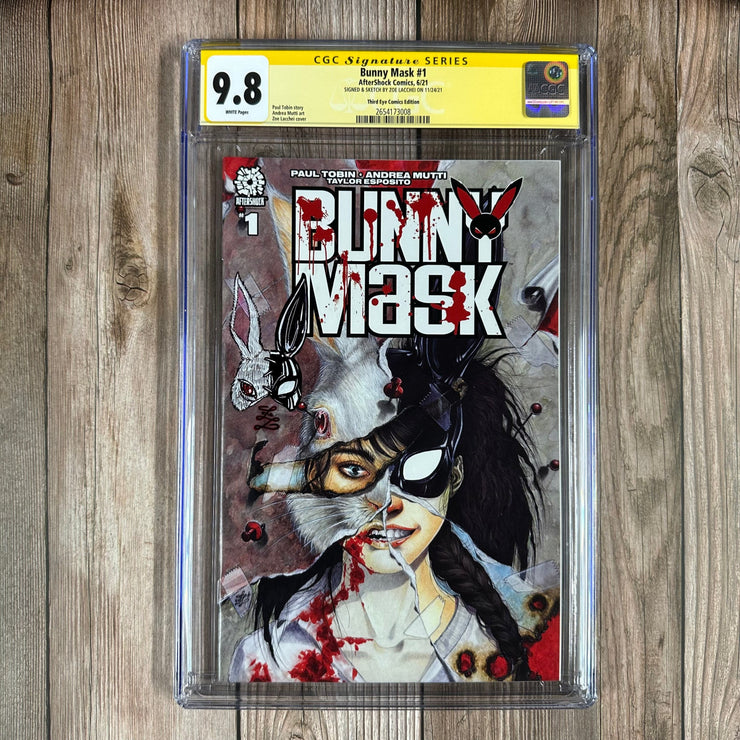 Bry's Comics Bunny Mask #1 CGC 9.8 SS WP Third Eye Comics Edition Signed by Zoe Lacchei (Cert: 3008)