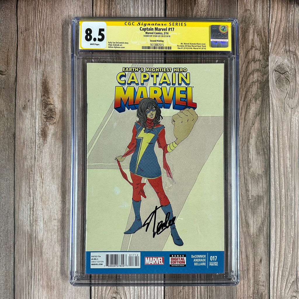 Bry's Comics Captain Marvel #17 CGC 8.5 WP Second Printing, SS Signed by Stan Lee, Ms. Marvel (Kamala Khan) cover