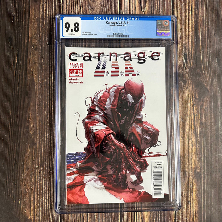 Bry's Comics Carnage USA #1 CGC 9.8  ICONIC Clayton Crain Cover