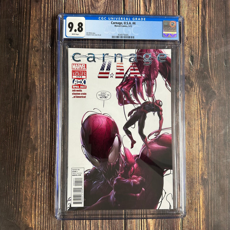 Bry's Comics Carnage USA #4 CGC 9.8 WP Cool Clayton Crain Cover Low Print