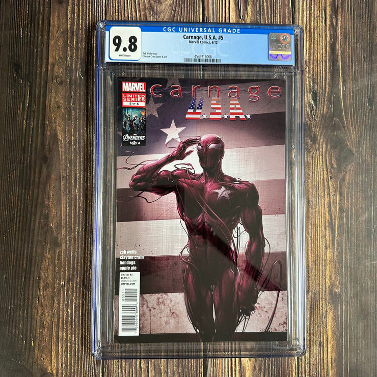 Bry's Comics Carnage USA #5 CGC 9.8 WP Cool Clayton Crain Cover Low Print