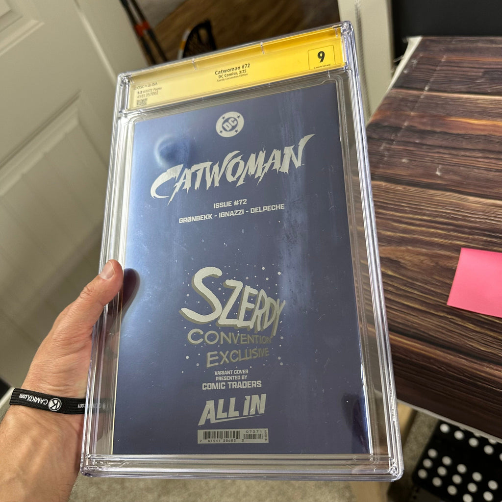 Bry's Comics Catwoman #72 CGC 9.8 WP Authenticated Autograph of Nathan Szerdy, Foil edition, Convention Cover by Nathan Szerdy, Sweater Weather Variant
