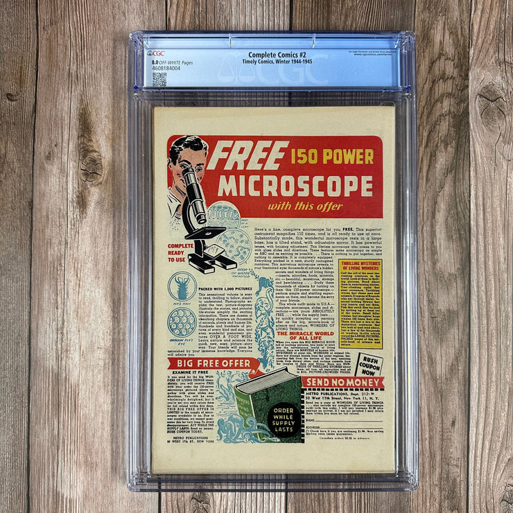 Bry's Comics Complete Comics #2 CGC 8.0 Cover by Alex Schomburg – Only issue. Formerly Amazing Comics *Trade Avail.
