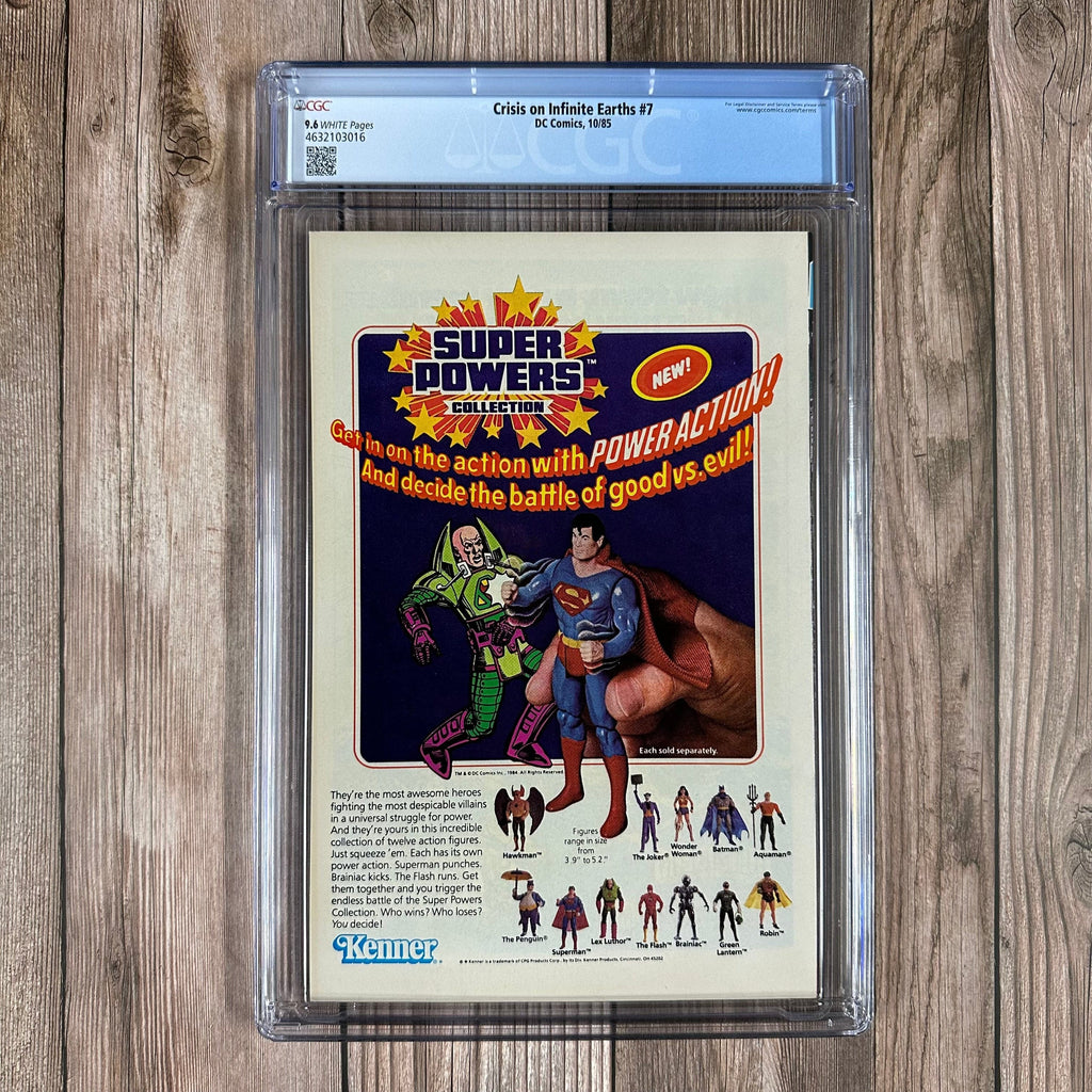 Bry's Comics Crisis on Infinite Earths #7 CGC 9.6 WP ICONIC Cover by George Perez, Death of Supergirl, Origin of The Monitor, Anti-Monitor, Pariah, Guardians of Oa