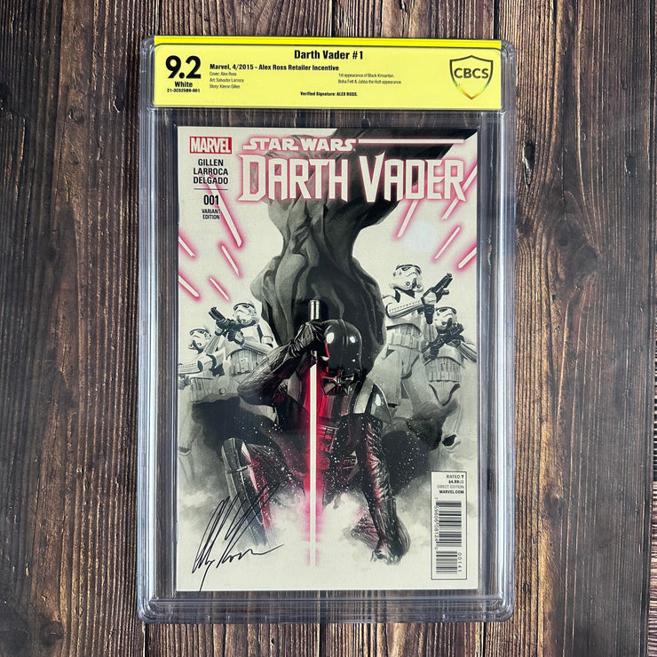 Bry's Comics Darth Vader #1 CBCS 9.2 WP Verified Signature: Alex Ross, Alex Ross Retailer Incentive Variant, 1st appearance of Black Krrsantan