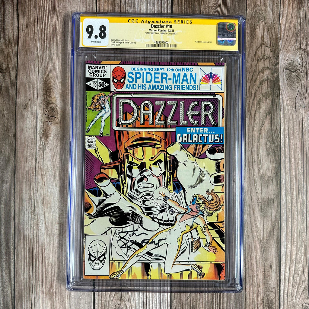 Bry's Comics Dazzler #10 CGC 9.8 WP SS Signed by Tom DeFalco, Cover by Frank Springer